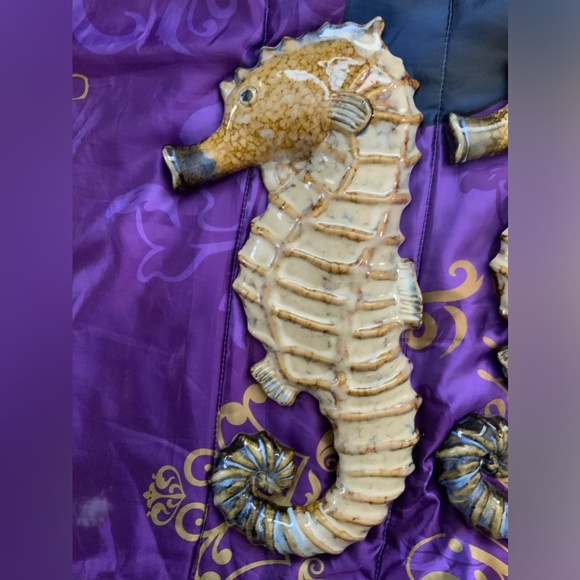Vintage Pair Of Large BIG 18” Art CERAMIC 3D Seahorse nautical Wall Decor ART - Picture 10 of 12